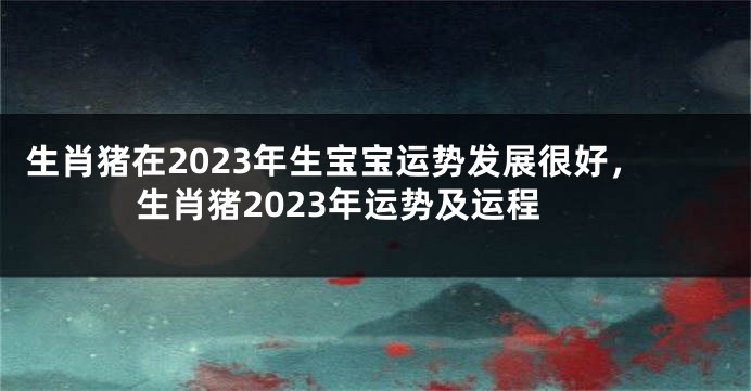 生肖猪在2023年生宝宝运势发展很好，生肖猪2023年运势及运程