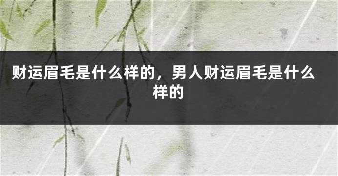 财运眉毛是什么样的，男人财运眉毛是什么样的