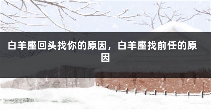 白羊座回头找你的原因，白羊座找前任的原因