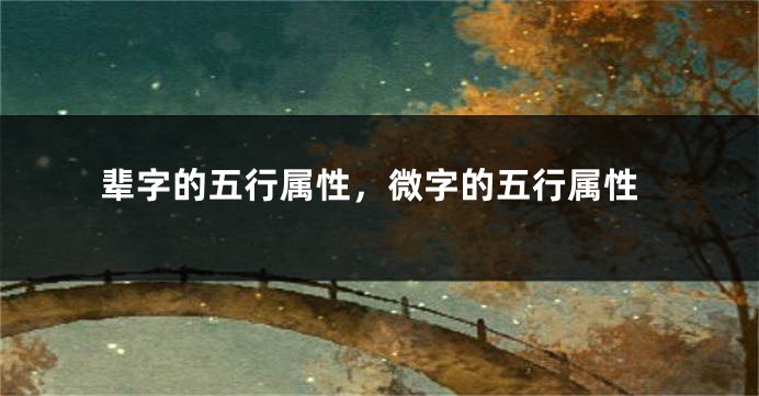 辈字的五行属性,微字的五行属性