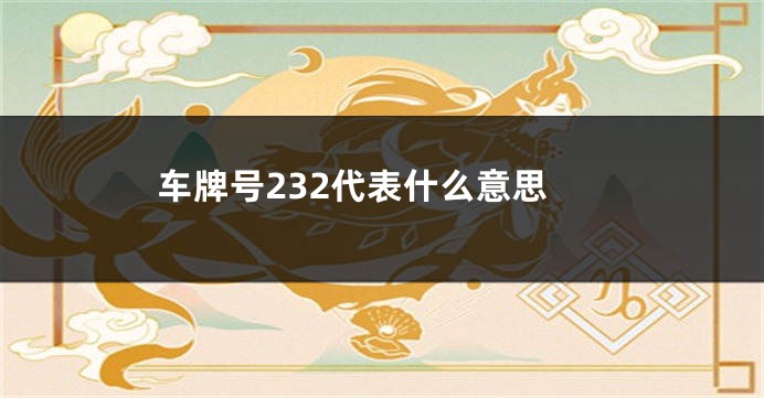 车牌号232代表什么意思
