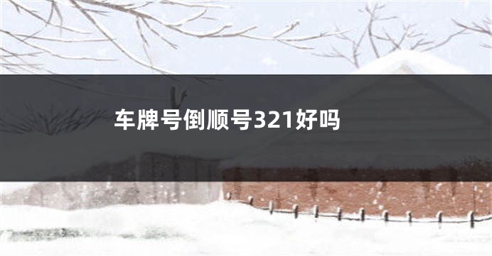 车牌号倒顺号321好吗
