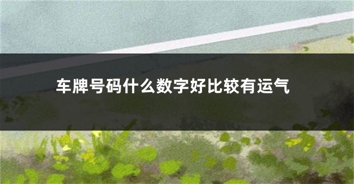 车牌号码什么数字好比较有运气