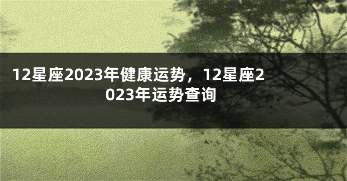 12星座2023年健康运势，12星座2023年运势查询