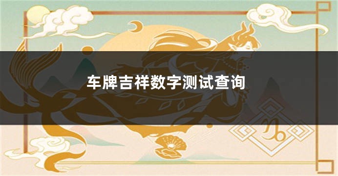 车牌吉祥数字测试查询