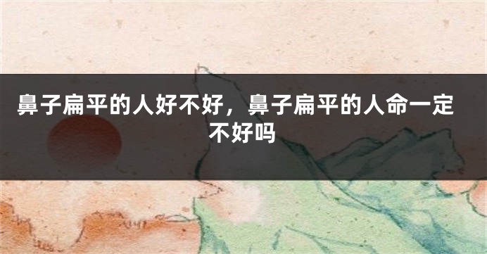 鼻子扁平的人好不好，鼻子扁平的人命一定不好吗