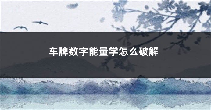 车牌数字能量学怎么破解