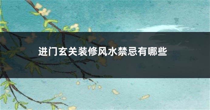 进门玄关装修风水禁忌有哪些