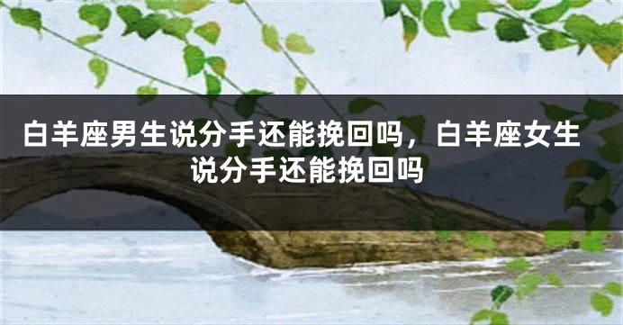 白羊座男生说分手还能挽回吗，白羊座女生说分手还能挽回吗