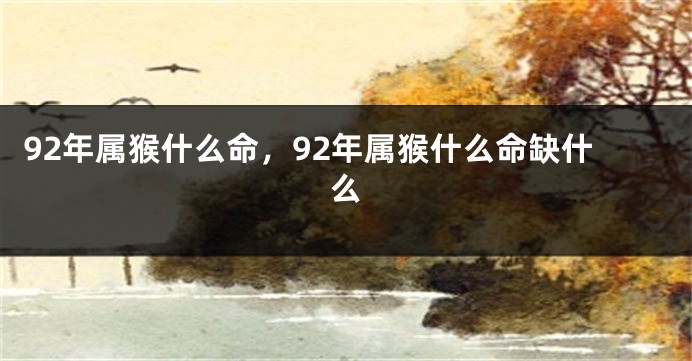 92年属猴什么命，92年属猴什么命缺什么