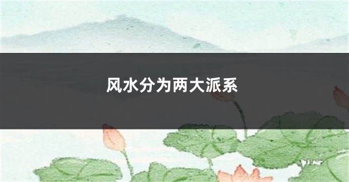 风水分为两大派系