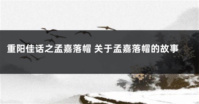 重阳佳话之孟嘉落帽 关于孟嘉落帽的故事