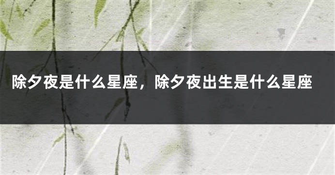 除夕夜是什么星座，除夕夜出生是什么星座