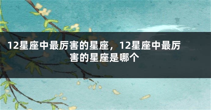 12星座中最厉害的星座,12星座中最厉害的星座是哪个