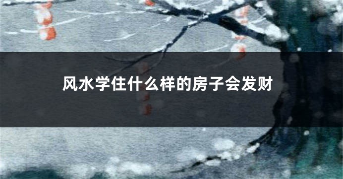 风水学住什么样的房子会发财