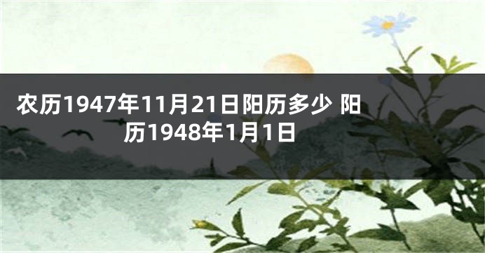 农历1947年11月21日阳历多少 阳历1948年1月1日