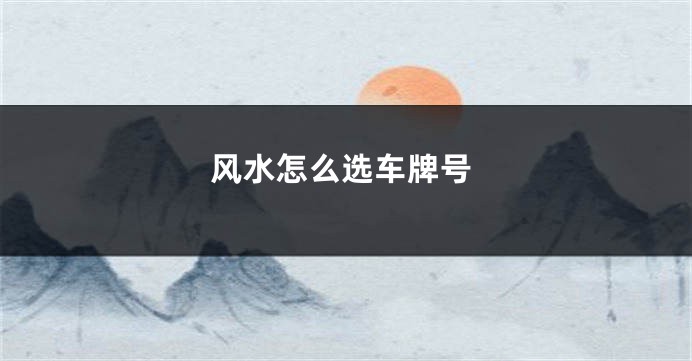风水怎么选车牌号