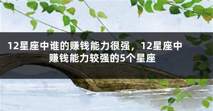 12星座中谁的赚钱能力很强，12星座中赚钱能力较强的5个星座