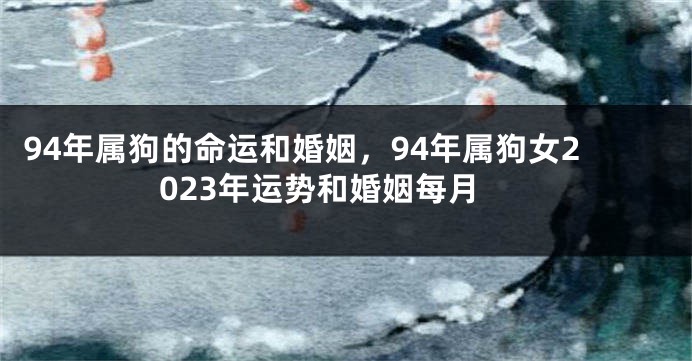 94年属狗的命运和婚姻，94年属狗女2023年运势和婚姻每月