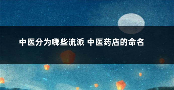 中医分为哪些流派 中医药店的命名