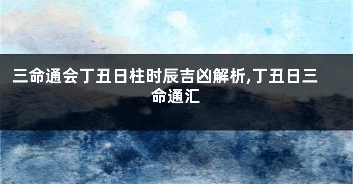 三命通会丁丑日柱时辰吉凶解析,丁丑日三命通汇