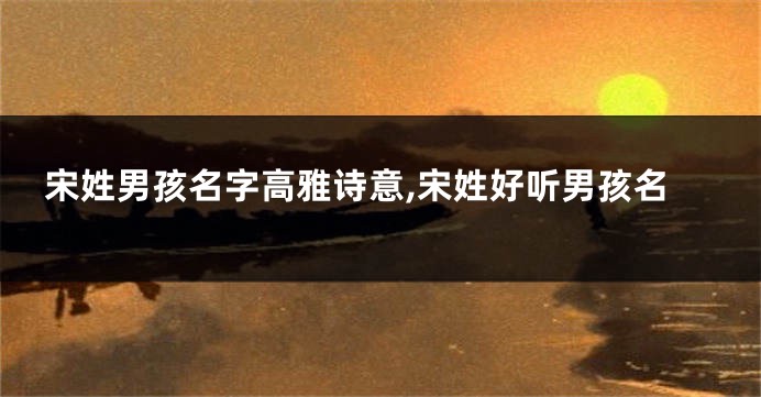 宋姓男孩名字高雅诗意,宋姓好听男孩名