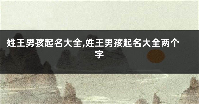 姓王男孩起名大全,姓王男孩起名大全两个字
