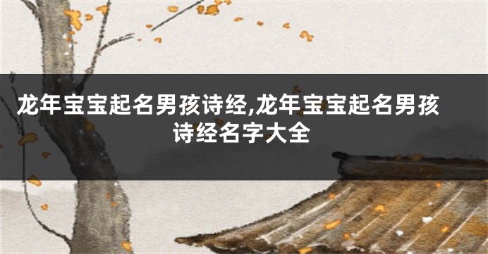 龙年宝宝起名男孩诗经,龙年宝宝起名男孩诗经名字大全