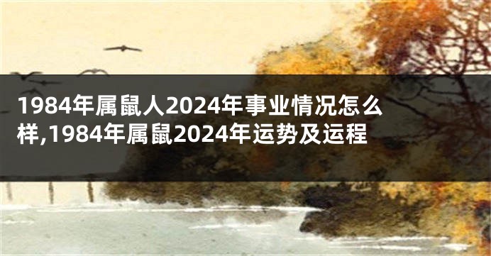 1984年属鼠人2024年事业情况怎么样,1984年属鼠2024年运势及运程