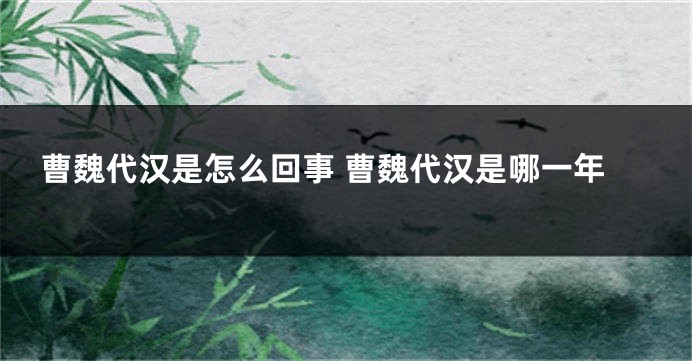 曹魏代汉是怎么回事 曹魏代汉是哪一年