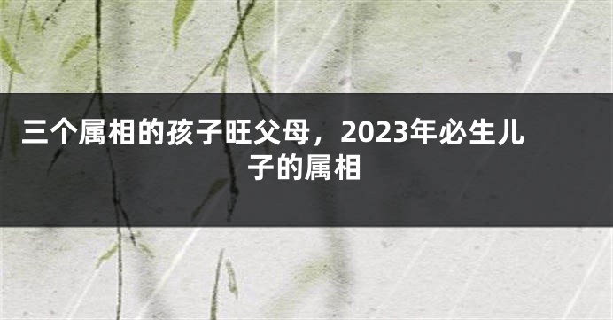 三个属相的孩子旺父母，2023年必生儿子的属相
