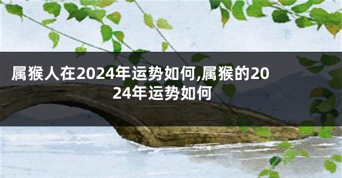 属猴人在2024年运势如何,属猴的2024年运势如何