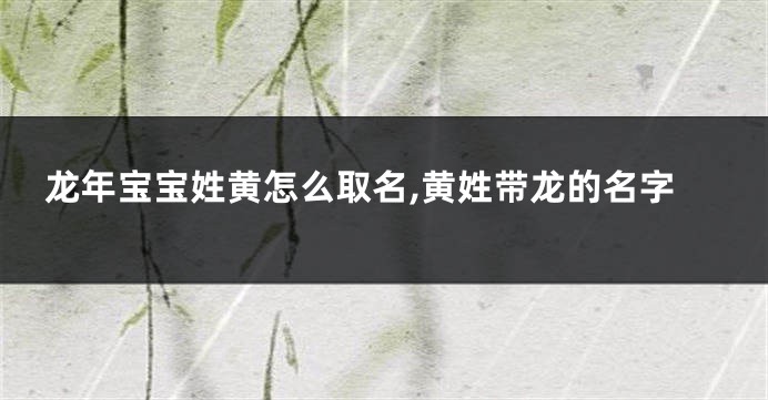 龙年宝宝姓黄怎么取名,黄姓带龙的名字