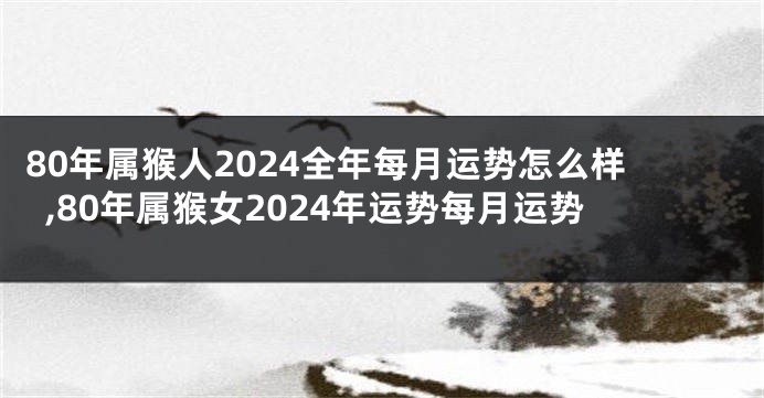 80年属猴人2024全年每月运势怎么样,80年属猴女2024年运势每月运势
