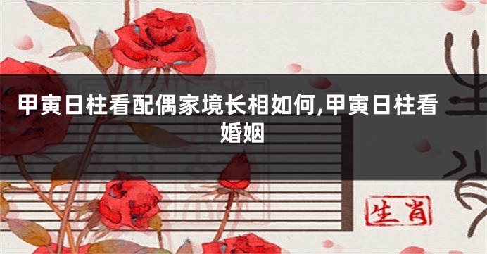 甲寅日柱看配偶家境长相如何,甲寅日柱看婚姻