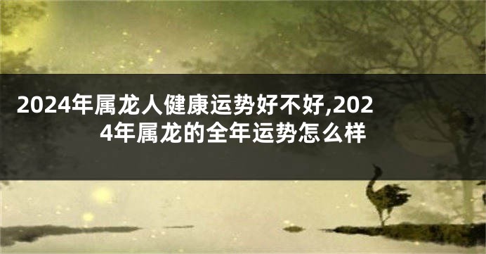2024年属龙人健康运势好不好,2024年属龙的全年运势怎么样