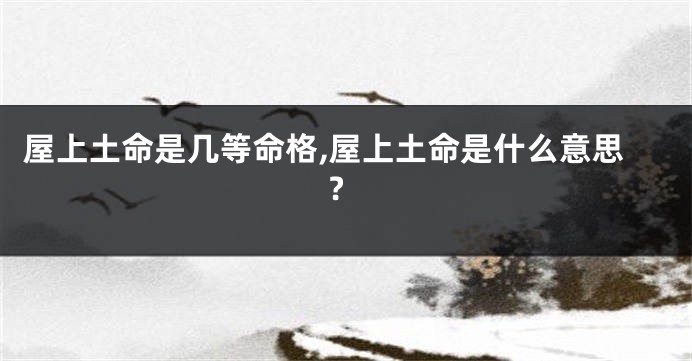 屋上土命是几等命格,屋上土命是什么意思?