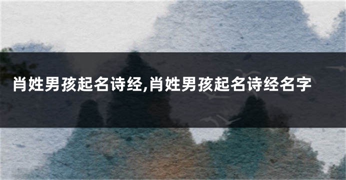 肖姓男孩起名诗经,肖姓男孩起名诗经名字