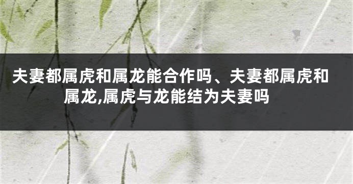 夫妻都属虎和属龙能合作吗、夫妻都属虎和属龙,属虎与龙能结为夫妻吗