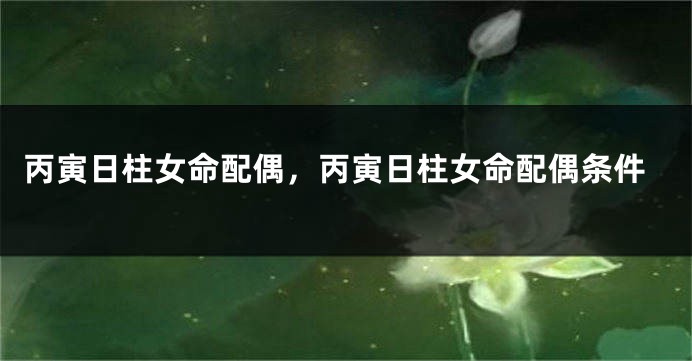 丙寅日柱女命配偶，丙寅日柱女命配偶条件
