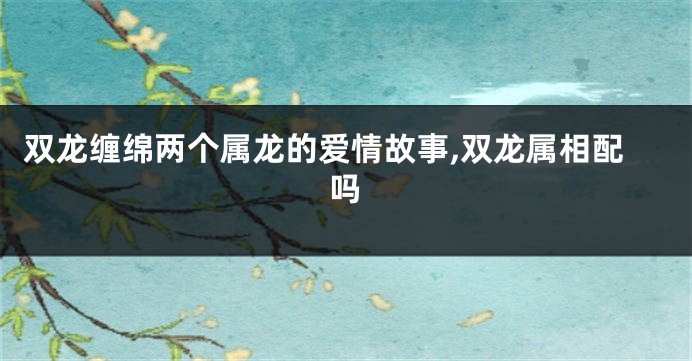双龙缠绵两个属龙的爱情故事,双龙属相配吗