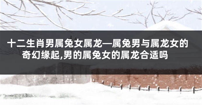 十二生肖男属兔女属龙—属兔男与属龙女的奇幻缘起,男的属兔女的属龙合适吗