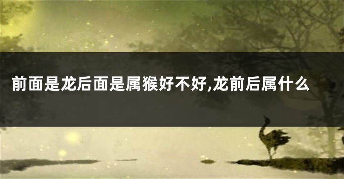 前面是龙后面是属猴好不好,龙前后属什么