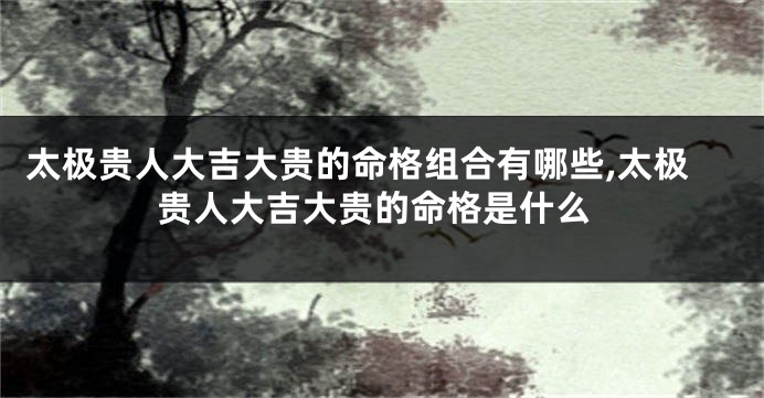 太极贵人大吉大贵的命格组合有哪些,太极贵人大吉大贵的命格是什么