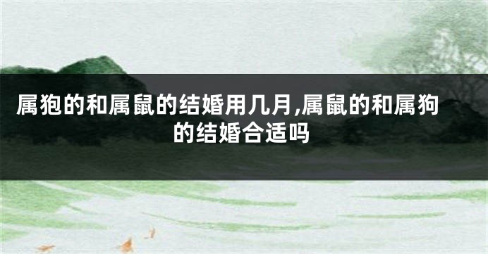 属狍的和属鼠的结婚用几月,属鼠的和属狗的结婚合适吗