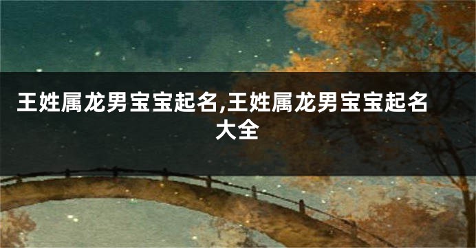 王姓属龙男宝宝起名,王姓属龙男宝宝起名大全