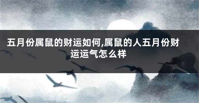 五月份属鼠的财运如何,属鼠的人五月份财运运气怎么样