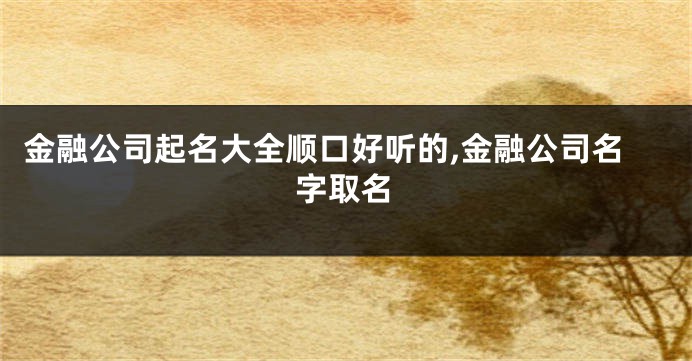 金融公司起名大全顺口好听的,金融公司名字取名