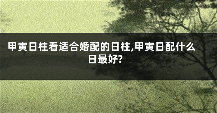 甲寅日柱看适合婚配的日柱,甲寅日配什么日最好?