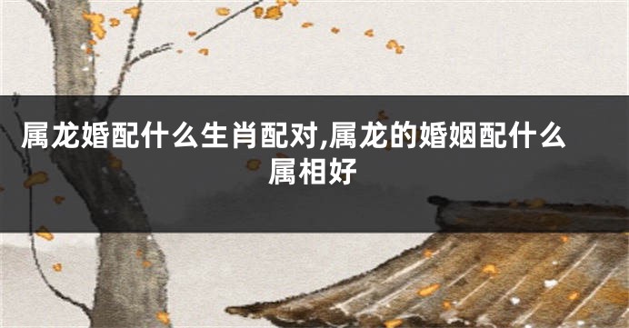 属龙婚配什么生肖配对,属龙的婚姻配什么属相好